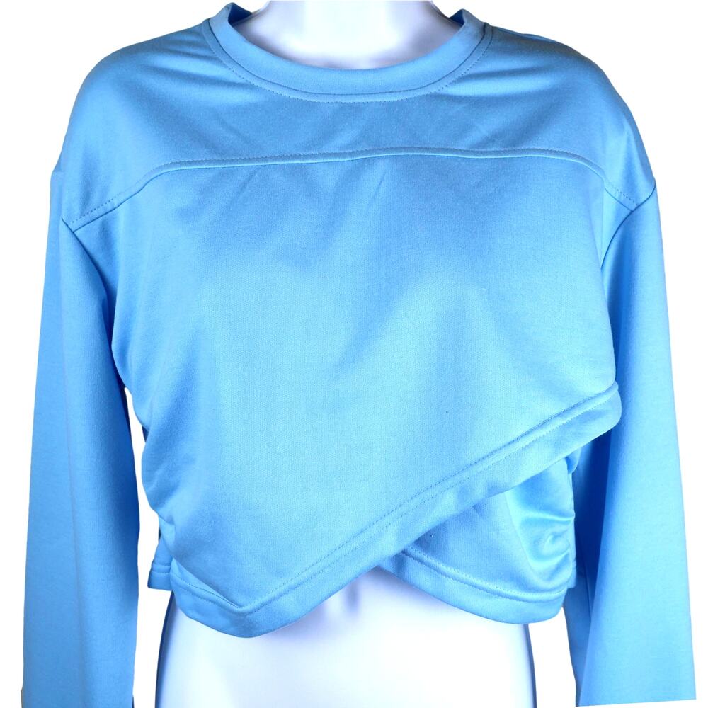 Madison Miles Blue Cropped Top M NWT